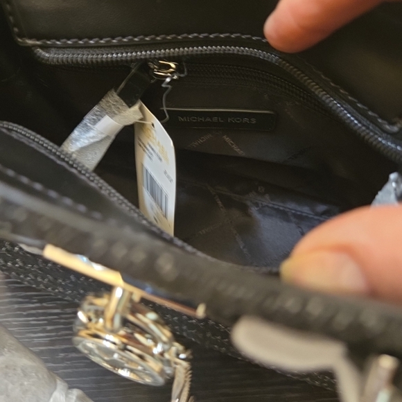 Michael Kors Small Hamilton  Logo Embossed Washed Denim Satchel - Picture 12 of 14